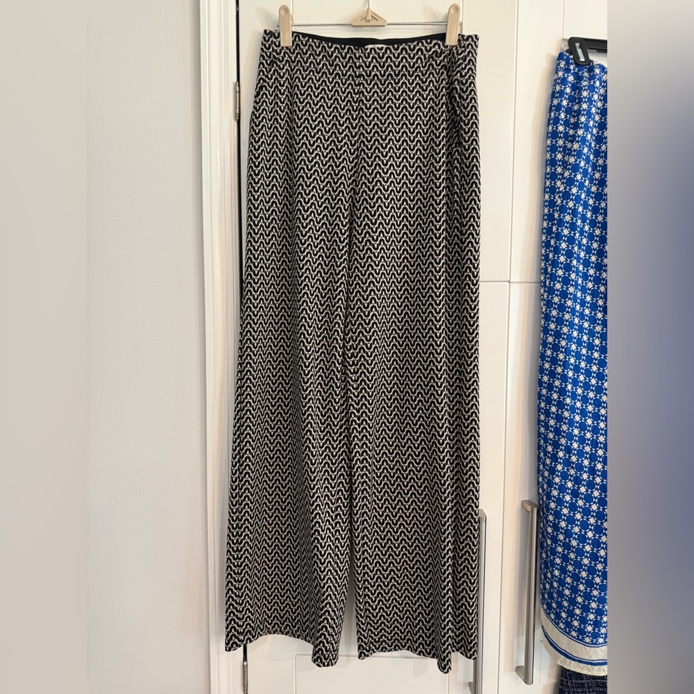 Max Studio London Black & Cream Geometric Wide Leg Pants – Size S